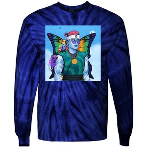 Tie Dye Ninja NFT Space Parrot Rainbow Butterfly Wings Tie-Dye Long Sleeve Shirt