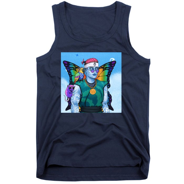 Tie Dye Ninja NFT Space Parrot Rainbow Butterfly Wings Tank Top