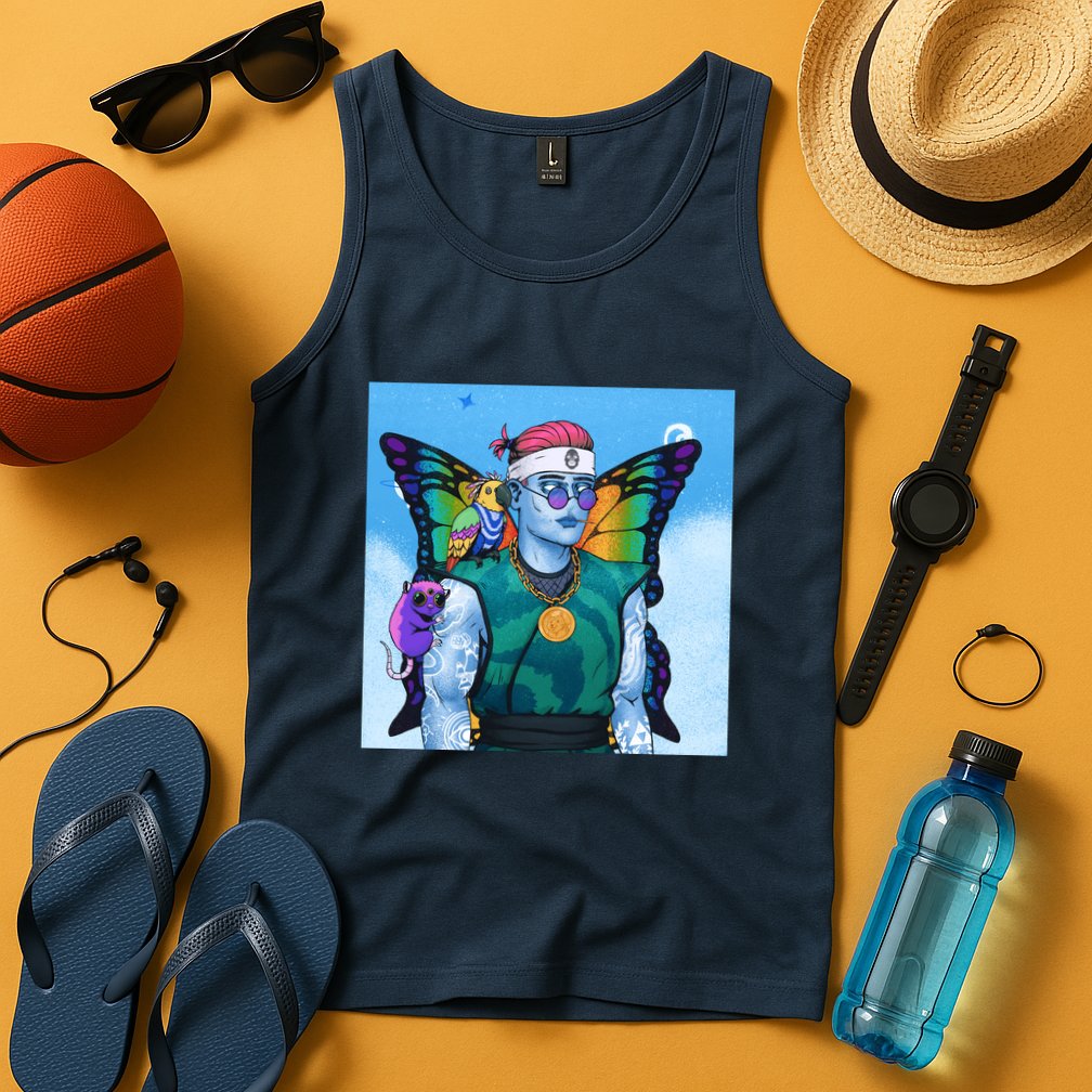 Tie Dye Ninja NFT Space Parrot Rainbow Butterfly Wings Tank Top