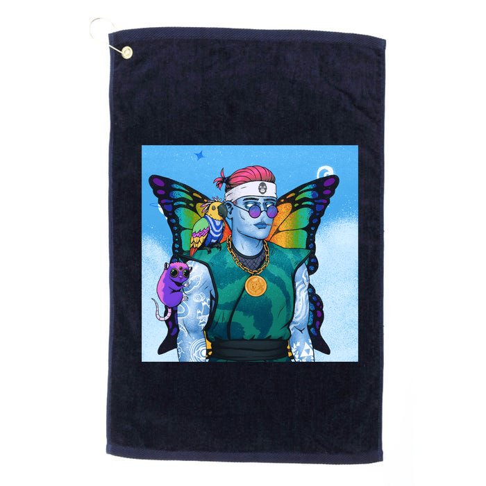 Tie Dye Ninja NFT Space Parrot Rainbow Butterfly Wings Golf Towel