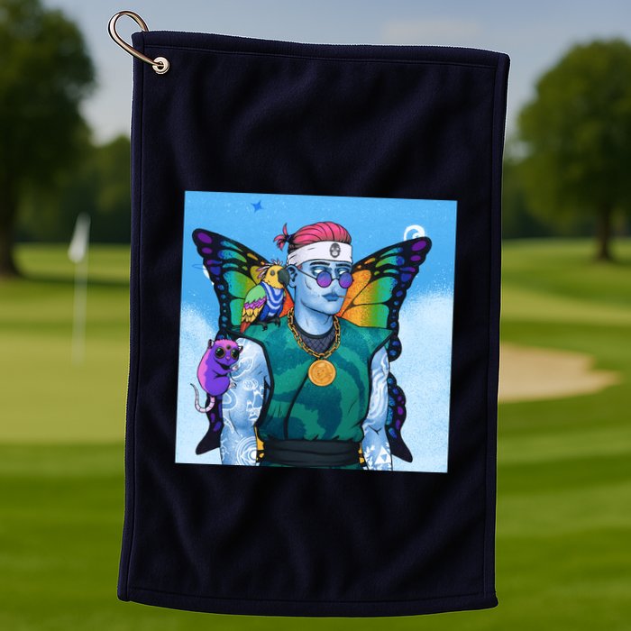 Tie Dye Ninja NFT Space Parrot Rainbow Butterfly Wings Golf Towel