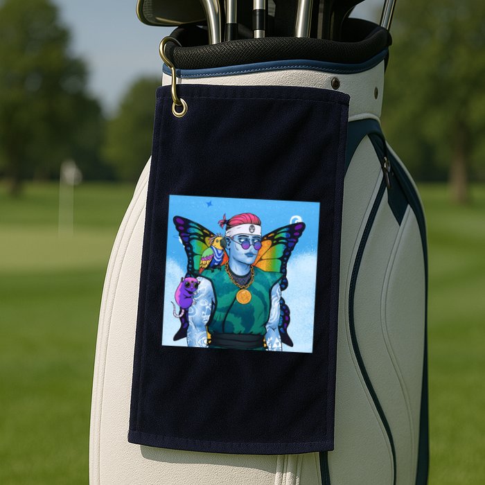 Tie Dye Ninja NFT Space Parrot Rainbow Butterfly Wings Golf Towel