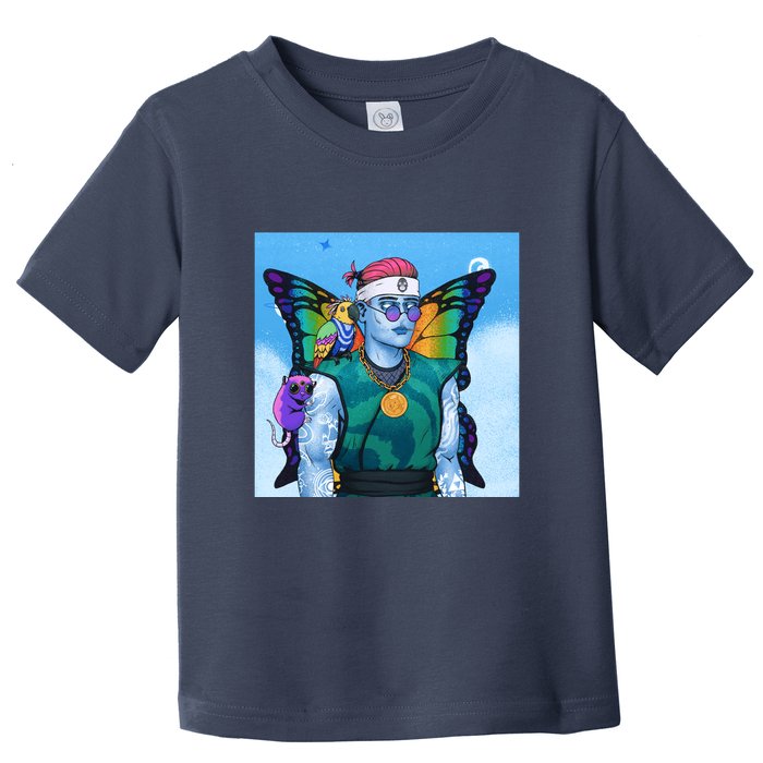 Tie Dye Ninja NFT Space Parrot Rainbow Butterfly Wings Toddler T-Shirt
