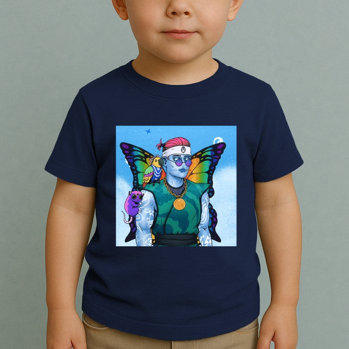 Tie Dye Ninja NFT Space Parrot Rainbow Butterfly Wings Toddler T-Shirt