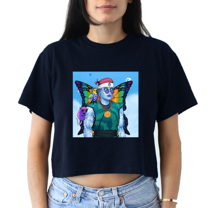 Tie Dye Ninja NFT Space Parrot Rainbow Butterfly Wings Crop Top