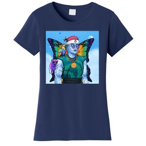 Tie Dye Ninja NFT Space Parrot Rainbow Butterfly Wings Women's T-Shirt