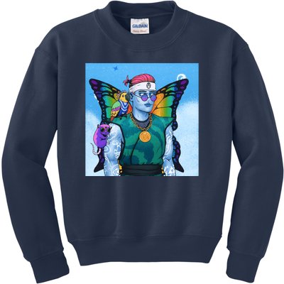 Tie Dye Ninja NFT Space Parrot Rainbow Butterfly Wings Kids Sweatshirt