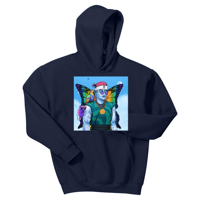 Tie Dye Ninja NFT Space Parrot Rainbow Butterfly Wings Kids Hoodie