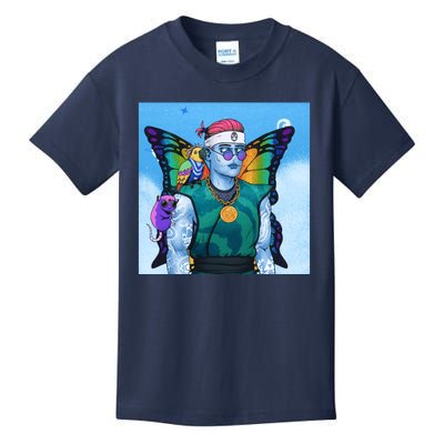 Tie Dye Ninja NFT Space Parrot Rainbow Butterfly Wings Kids T-Shirt