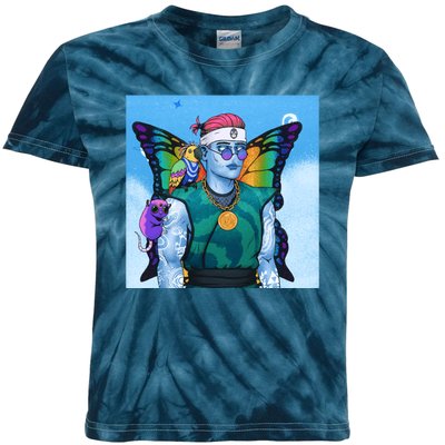 Tie Dye Ninja NFT Space Parrot Rainbow Butterfly Wings Kids Tie-Dye T-Shirt