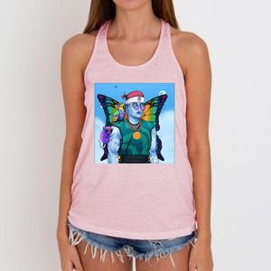 Tie Dye Ninja NFT Space Parrot Rainbow Butterfly Wings Women's Knotted Racerback Tank