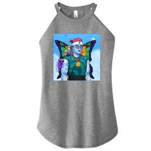 Tie Dye Ninja NFT Space Parrot Rainbow Butterfly Wings Women's Perfect Tri Rocker Tank