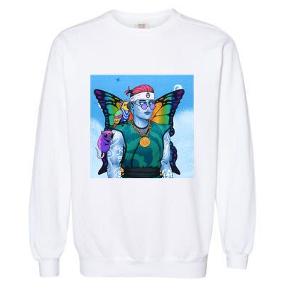 Tie Dye Ninja NFT Space Parrot Rainbow Butterfly Wings Garment-Dyed Sweatshirt