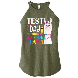 Test Day No Probllama Llama Teacher Testing Day Women’s Perfect Tri Rocker Tank