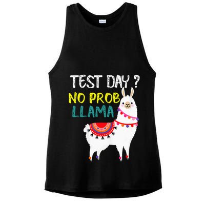Test Day No Prob-llama Llama Teacher Testing Day Ladies PosiCharge Tri-Blend Wicking Tank