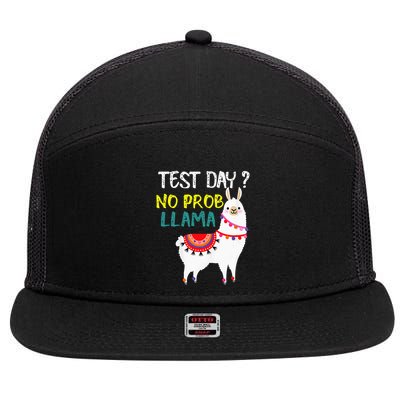 Test Day No Prob-llama Llama Teacher Testing Day 7 Panel Mesh Trucker Snapback Hat