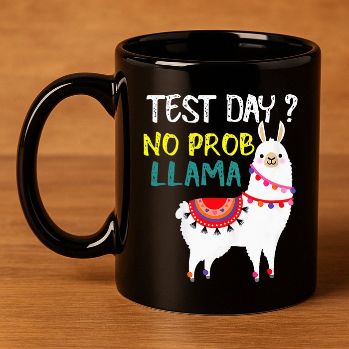 Test Day No Prob-llama Llama Teacher Testing Day 11oz C Handle Ceramic Mug