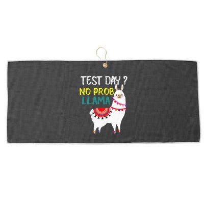 Test Day No Prob-llama Llama Teacher Testing Day Large Microfiber Waffle Golf Towel