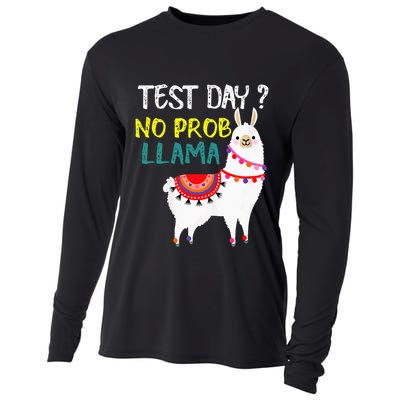 Test Day No Prob-llama Llama Teacher Testing Day Cooling Performance Long Sleeve Crew