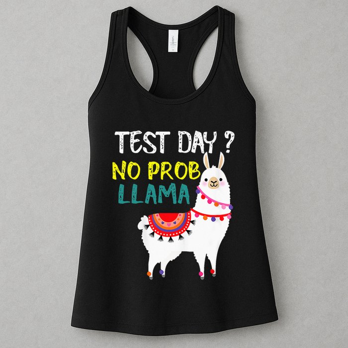 Test Day No Prob-llama Llama Teacher Testing Day Womens Tank Top