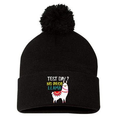 Test Day No Prob-llama Llama Teacher Testing Day Pom Pom 12in Knit Beanie