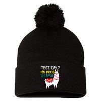 Test Day No Prob-llama Llama Teacher Testing Day Pom Pom 12in Knit Beanie