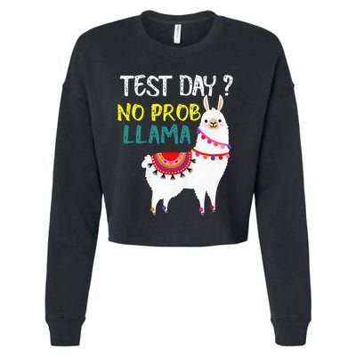 Test Day No Prob-llama Llama Teacher Testing Day Cropped Pullover Crew