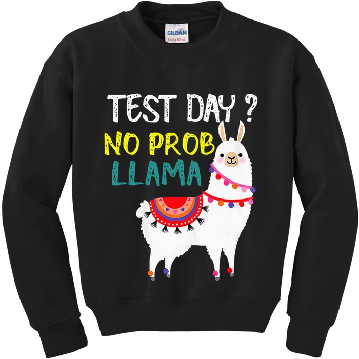Test Day No Prob-llama Llama Teacher Testing Day Kids Sweatshirt