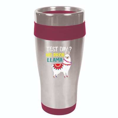Test Day No Prob-llama Llama Teacher Testing Day 16oz Travel Tumbler