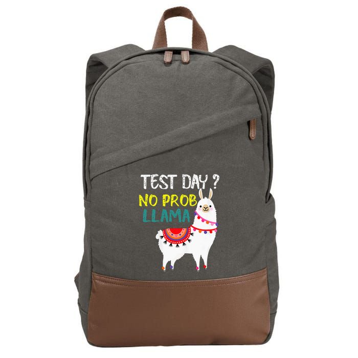 Test Day No Prob-llama Llama Teacher Testing Day Cotton Canvas Backpack