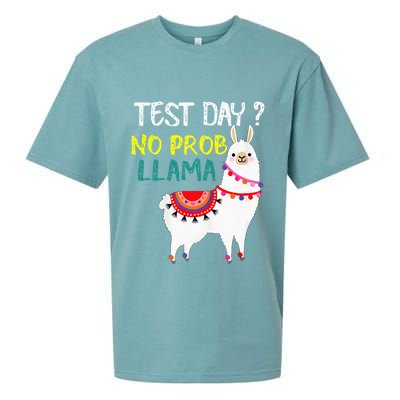 Test Day No Prob-llama Llama Teacher Testing Day Sueded Cloud Jersey T-Shirt