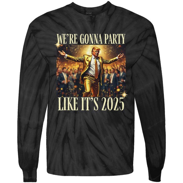 Trump Dance New Year 2025 Party Inauguration Maga Republican Tie-Dye Long Sleeve Shirt