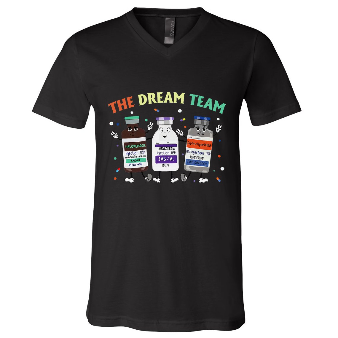 The Dream Nurse Team Retro Groovy Medical Nursing Psych V-Neck T-Shirt