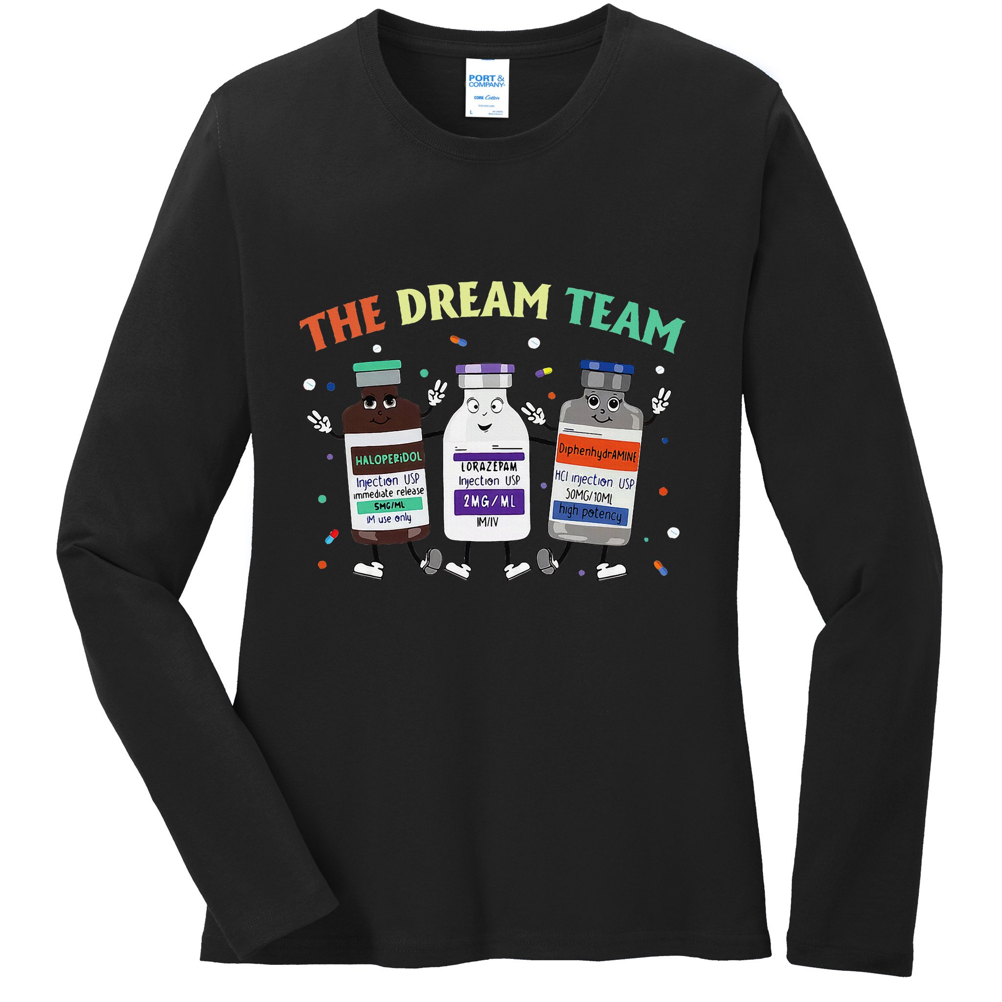 The Dream Nurse Team Retro Groovy Medical Nursing Psych Ladies Long Sleeve Shirt