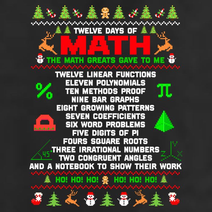 Twelve Days Of Math Teacher Students Ugly Sweater Christmas Gift 7 Panel Mesh Trucker Snapback Hat