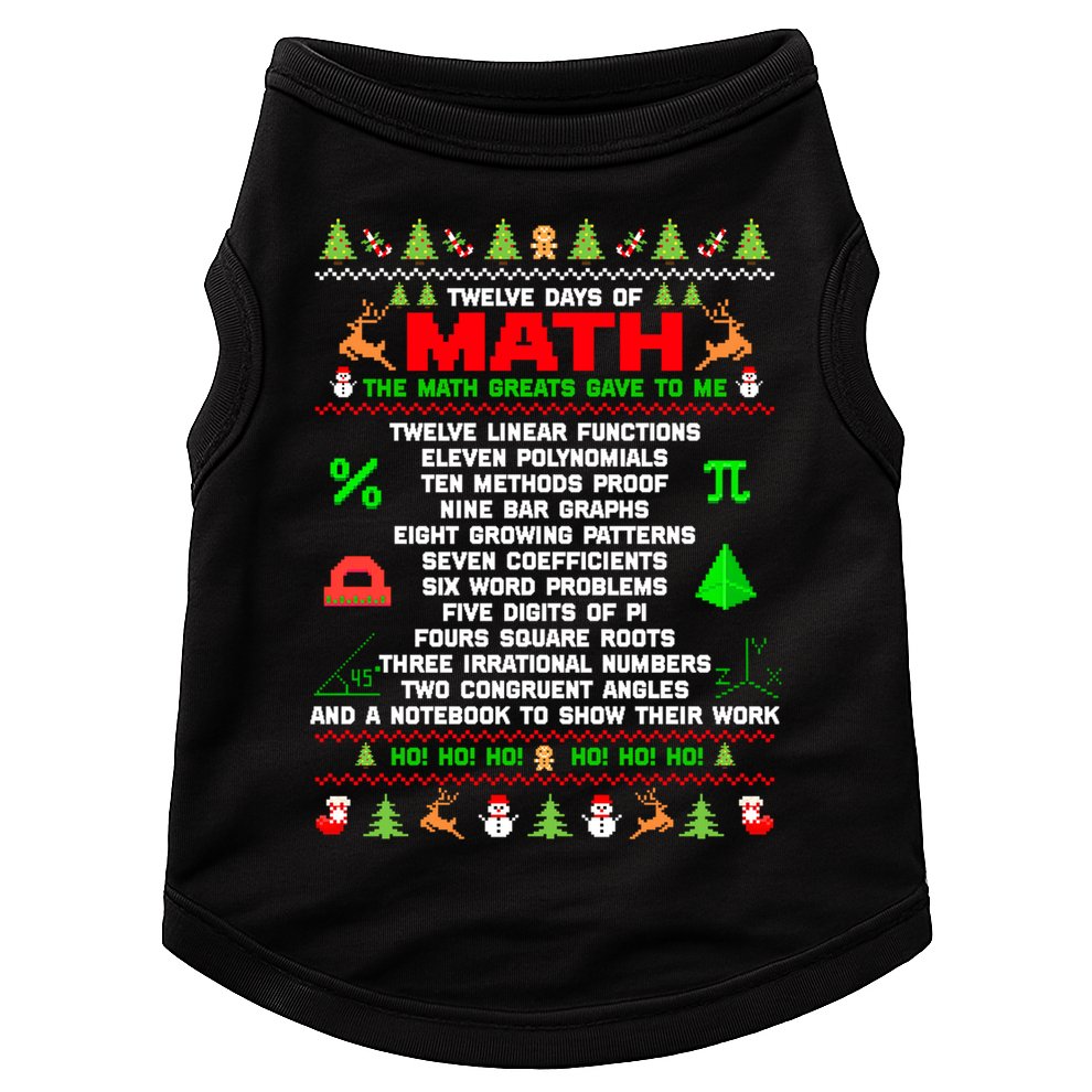 Twelve Days Of Math Teacher Students Ugly Sweater Christmas Gift Doggie Tank