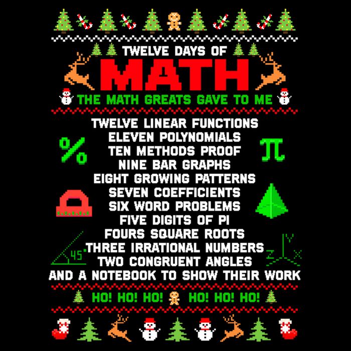 Twelve Days Of Math Teacher Students Ugly Sweater Christmas Gift Impact Tech Backpack