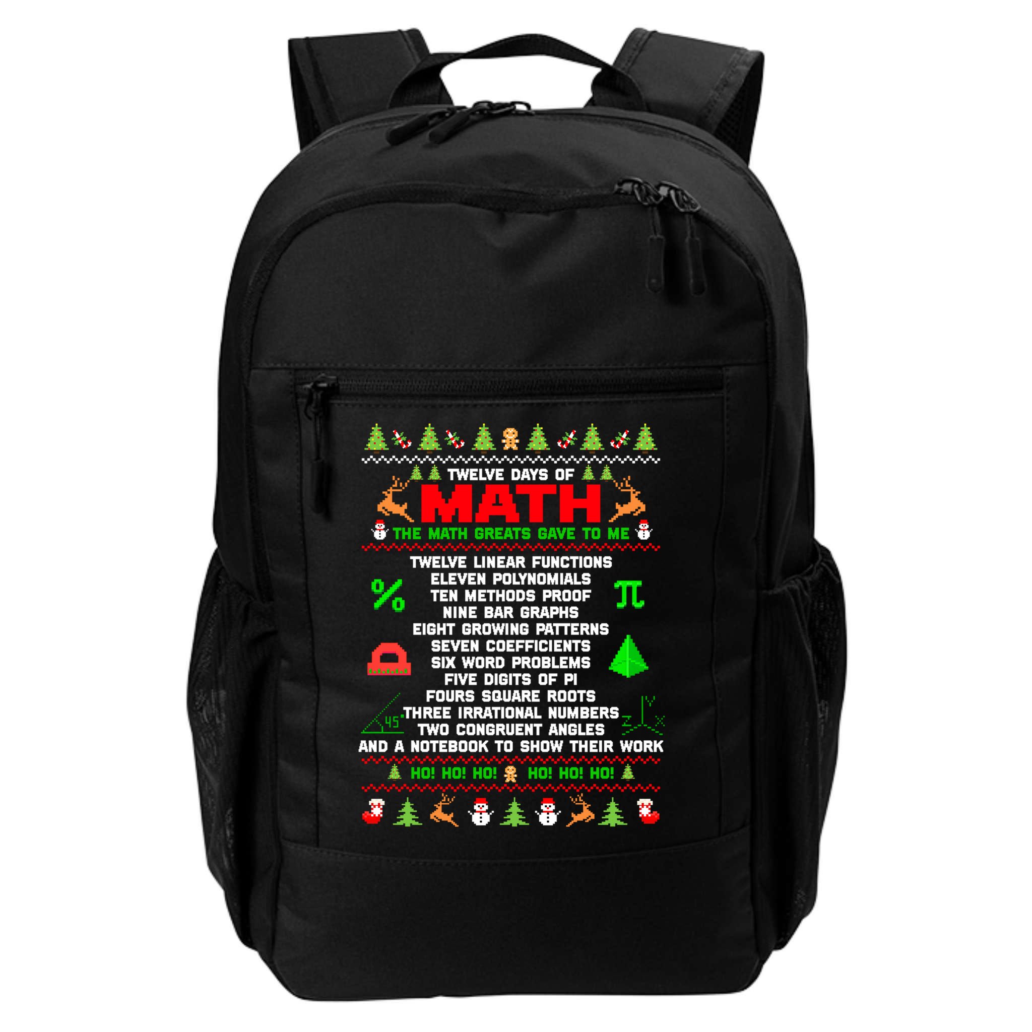 Twelve Days Of Math Teacher Students Ugly Sweater Christmas Gift Backpack