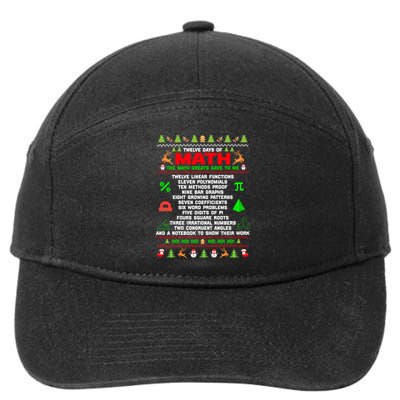 Twelve Days Of Math Teacher Students Ugly Sweater Christmas Gift 7-Panel Snapback Hat
