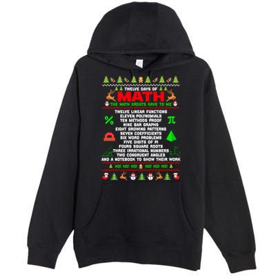 Twelve Days Of Math Teacher Students Ugly Sweater Christmas Gift Premium Pullover Hoodie