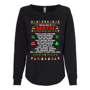 Twelve Days Of Math Teacher Students Ugly Sweater Christmas Gift Womens California Wash Sweatshirt