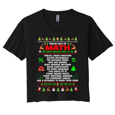 Twelve Days Of Math Teacher Students Ugly Sweater Christmas Gift Crop Top