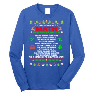 Twelve Days Of Math Teacher Students Ugly Sweater Christmas Gift Long Sleeve Shirt