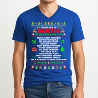 Twelve Days Of Math Teacher Students Ugly Sweater Christmas Gift V-Neck T-Shirt