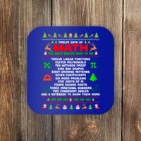 Twelve Days Of Math Teacher Students Ugly Sweater Christmas Gift Coaster