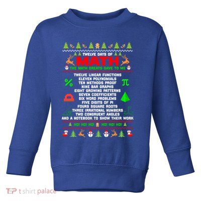 Twelve Days Of Math Teacher Students Ugly Sweater Christmas Gift Toddler Sweatshirt