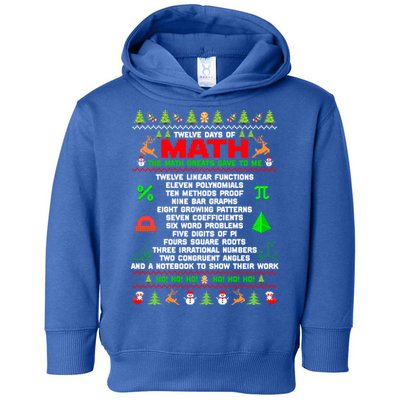 Twelve Days Of Math Teacher Students Ugly Sweater Christmas Gift Toddler Hoodie