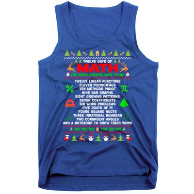 Twelve Days Of Math Teacher Students Ugly Sweater Christmas Gift Tank Top