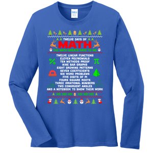 Twelve Days Of Math Teacher Students Ugly Sweater Christmas Gift Ladies Long Sleeve Shirt