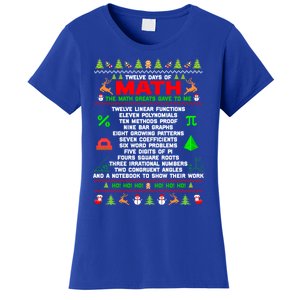 Twelve Days Of Math Teacher Students Ugly Sweater Christmas Gift Women's T-Shirt